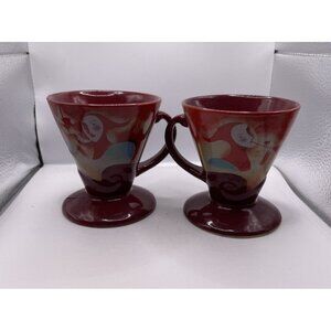 Jazzy Jesters Liqueur Expresso Cup 2 Burgandy Joker Mugs Linda Frichtel 1999 3"